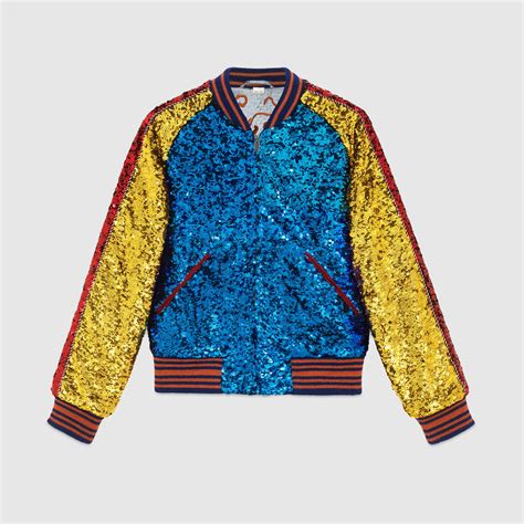 gucci inspired sequin bomber jacket